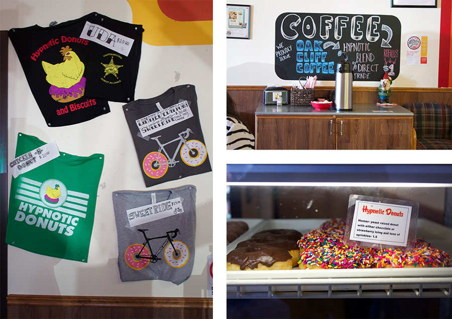 Hypnotic Donuts merchandise and coffee