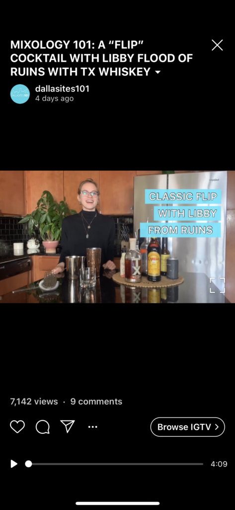 Dallasites101 Mixology Class Instagram Live