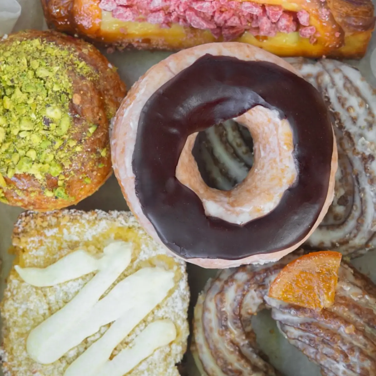 Assortment of fresh donuts from a specialty donut shop