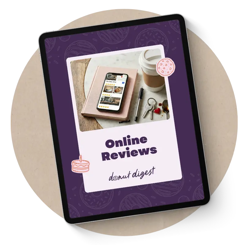 Online reviews management graphic for bakery businesses